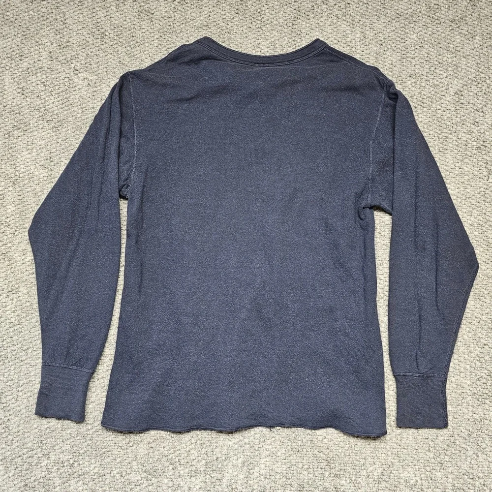 Vintage LL Bean Two Layer River Drivers Henley Shirt Navy Blue‎ Mens Size Large